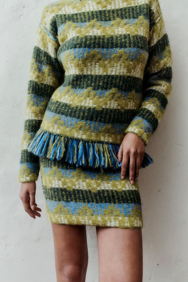 Escvdo SALKANTAY LIGHT SWEATER | GREEN - SKY BLUE