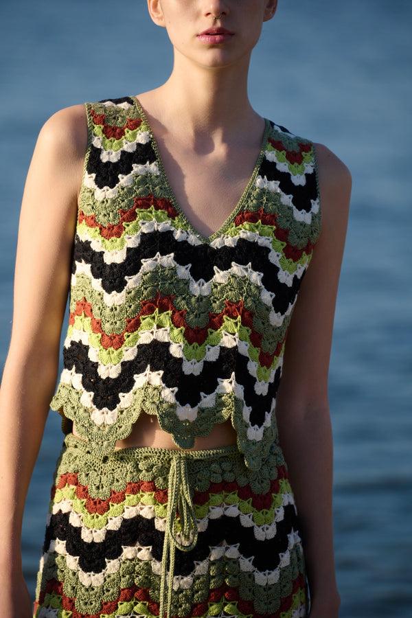 Escvdo SUSPIRO TOP | GREEN/BLACK