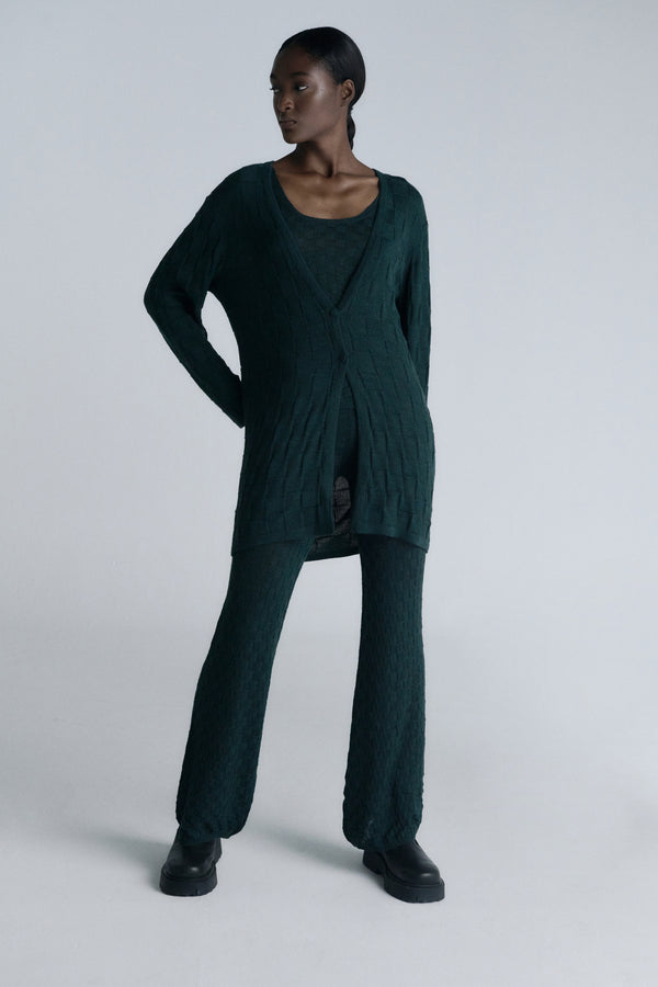 Escvdo TAKI LIGHT KNIT CARDIGAN | GREEN