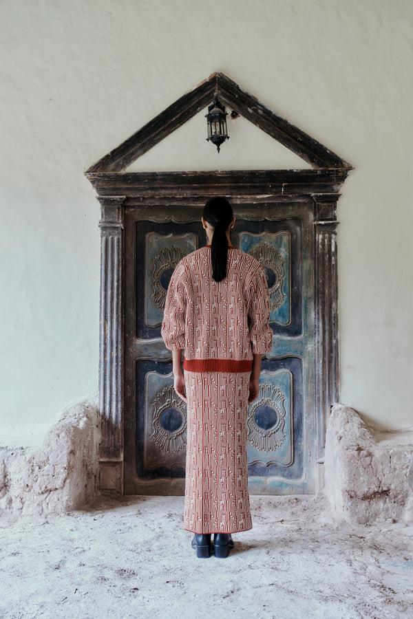 Escvdo TAYTA MAXI SKIRT | BURGUNDY - IVORY