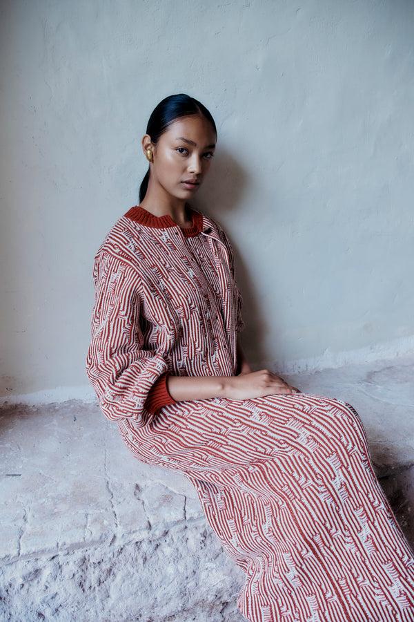 Escvdo TAYTA MAXI SKIRT | BURGUNDY - IVORY