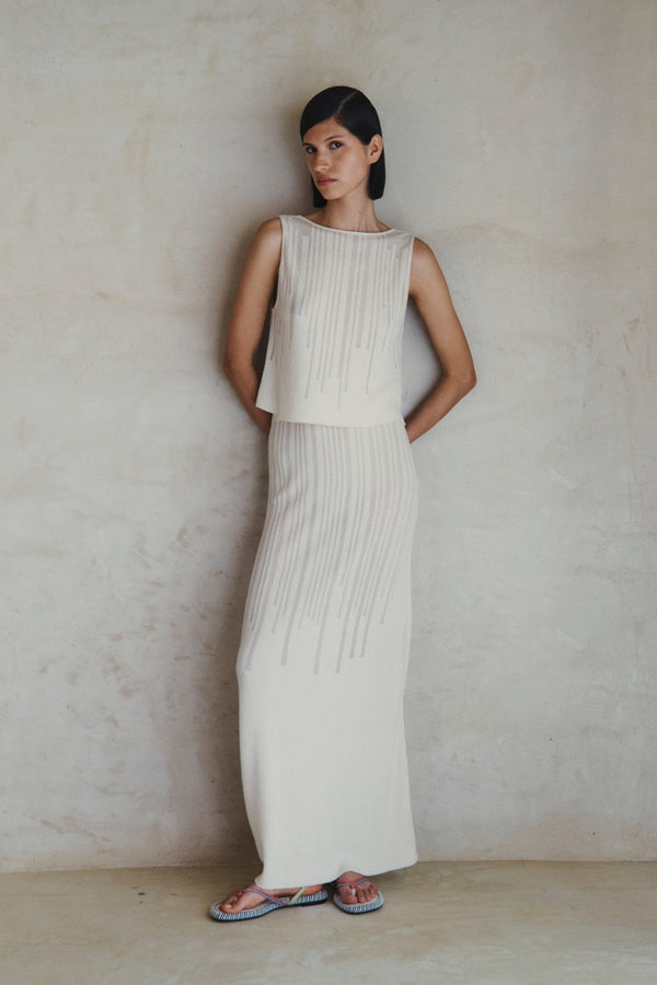 Escvdo TUMBES MIDI SKIRT | IVORY