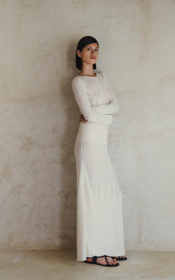 Escvdo TUMBES MIDI SKIRT | IVORY