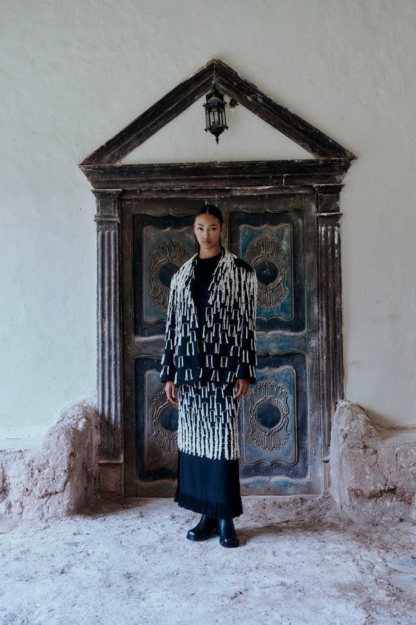 Escvdo UKUKU ANKLE SKIRT | BLACK - IVORY | PRE ORDER