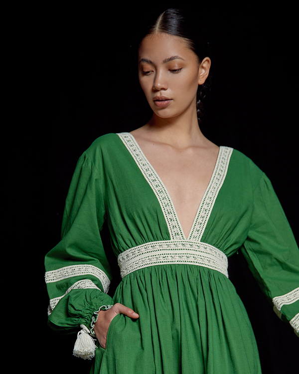 Escvdo VOLTA COTTON DRESS | GREEN