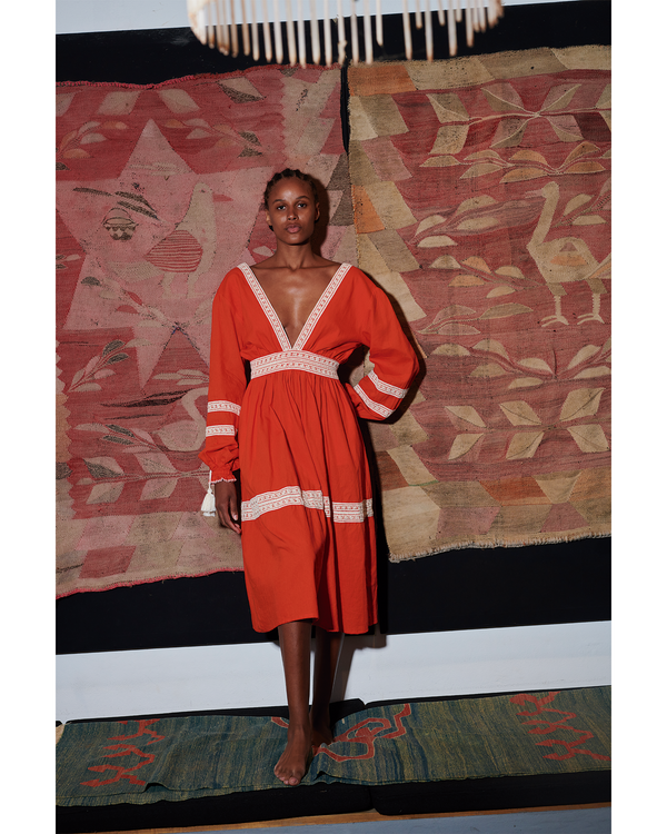 Escvdo VOLTA MIDI DRESS | TANGERINE