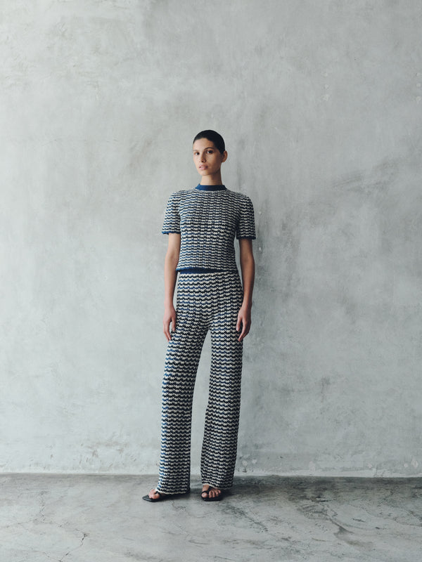 Escvdo WAYRA CROCHET PANTS | BLUES - IVORY