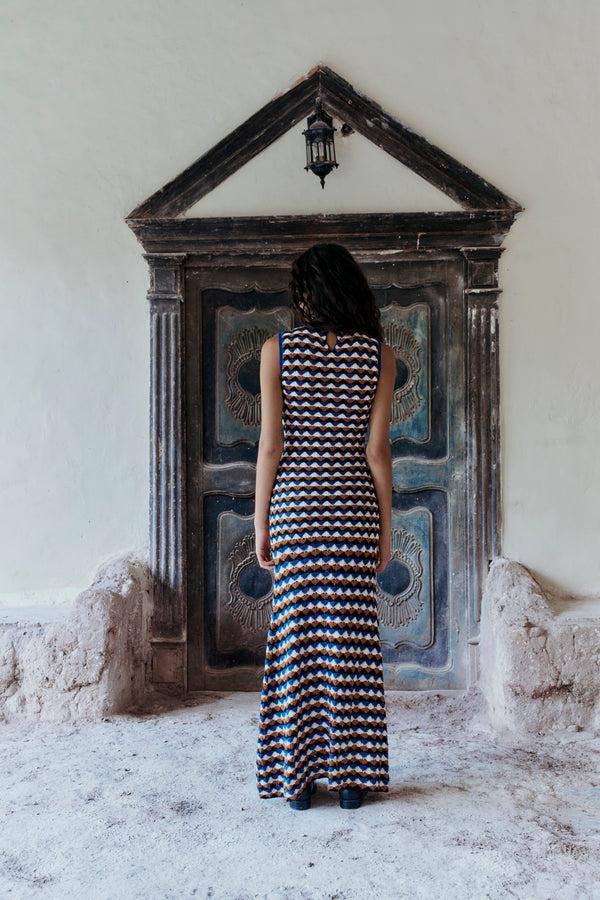 Escvdo HUANDOY SLEEVELESS MAXI DRESS | ELECTRIC BLUE - TOBACCO | PRE ORDER