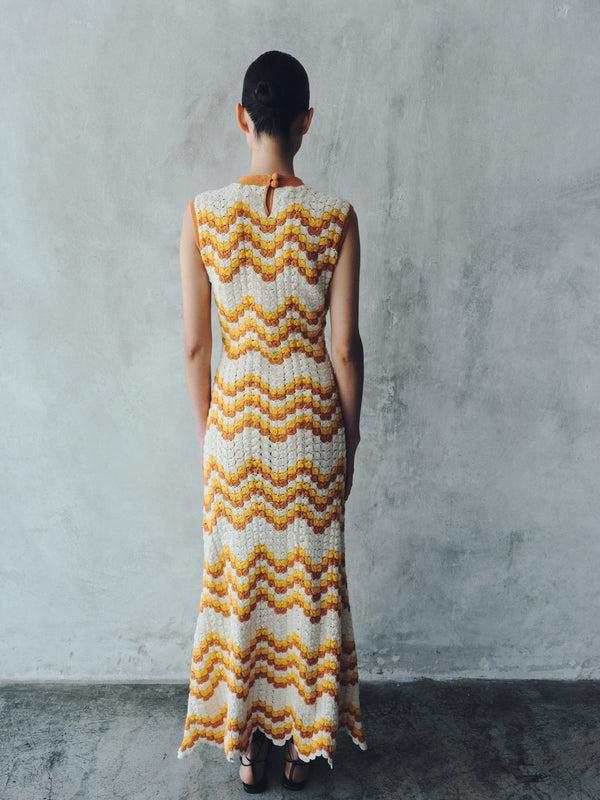 Escvdo HUAYNA CROCHET MAXI DRESS | YELLOW - ORANGE | PRE-ORDER