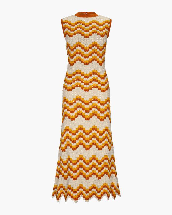 escvdo HUAYNA CROCHET MAXI DRESS | YELLOW - ORANGE | PRE-ORDER