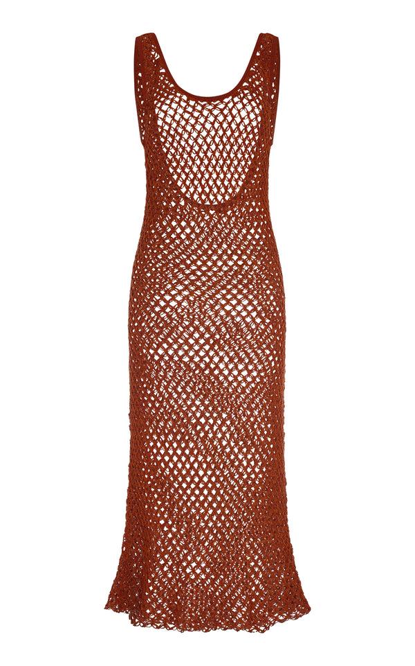 Escvdo ILLAPA CROCHET MIDI DRESS | TOBACCO-BROWN | PRE ORDER