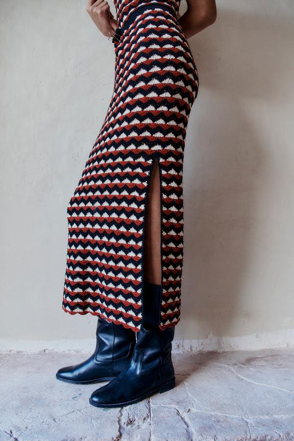 Escvdo KUNTUR MIDI SKIRT | BLACK - BURGUNDY - IVORY | PRE ORDER