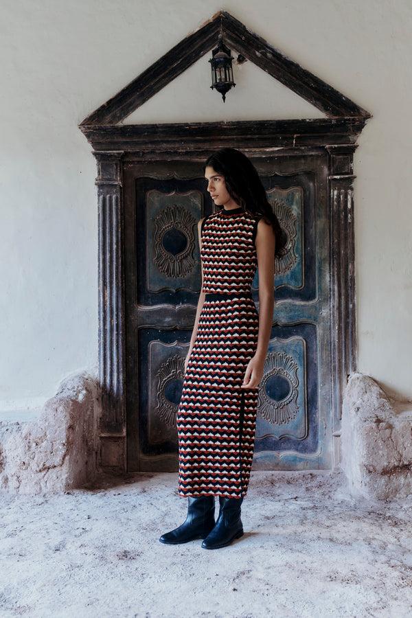 Escvdo KUNTUR MIDI SKIRT | BLACK - BURGUNDY - IVORY | PRE ORDER