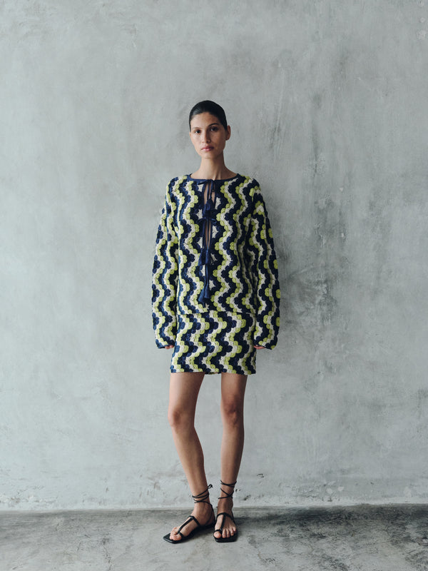 Escvdo MANANTIAL CROCHET CARDIGAN | BLUES - LIME GREEN | PRE ORDER