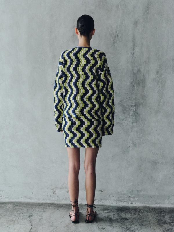 Escvdo MANANTIAL CROCHET CARDIGAN | BLUES - LIME GREEN | PRE ORDER