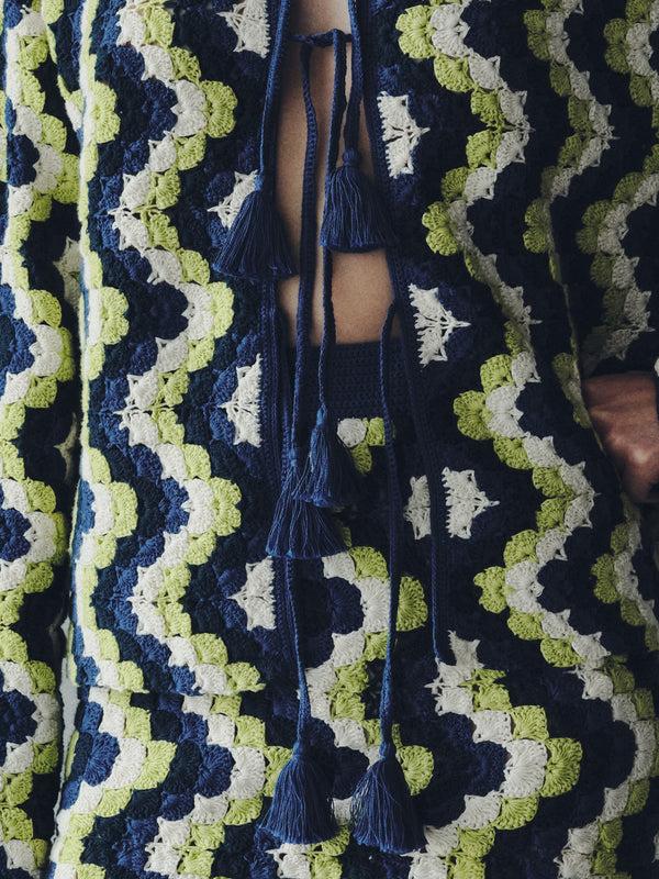 Escvdo MANANTIAL CROCHET CARDIGAN | BLUES - LIME GREEN | PRE ORDER