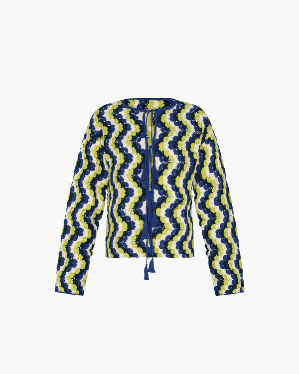 escvdo MANANTIAL CROCHET CARDIGAN | BLUES - LIME GREEN | PRE ORDER