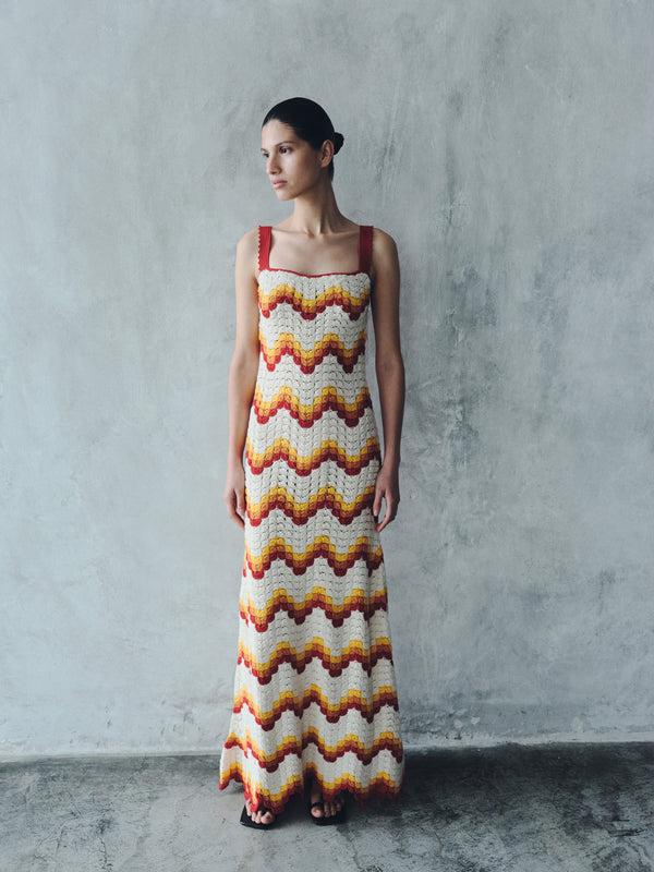 Escvdo MAREA CROCHET MAXI DRESS | TANGERINE - YELLOW | PRE-ORDER