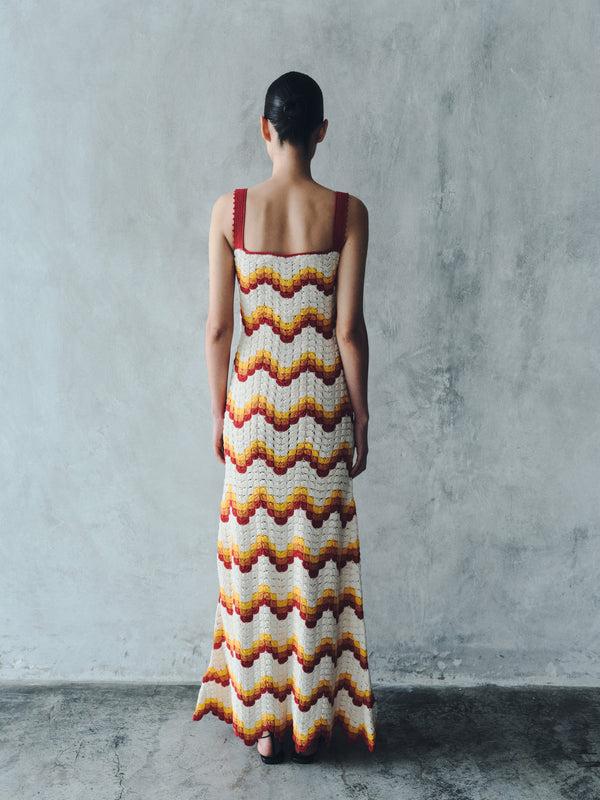 Escvdo MAREA CROCHET MAXI DRESS | TANGERINE - YELLOW | PRE-ORDER