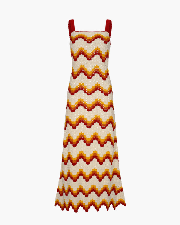 escvdo MAREA CROCHET MAXI DRESS | TANGERINE - YELLOW | PRE-ORDER