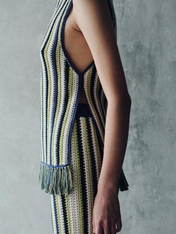 Escvdo MISTI SLEEVELESS TOP | LIME GREEN - ELECTRIC BLUE