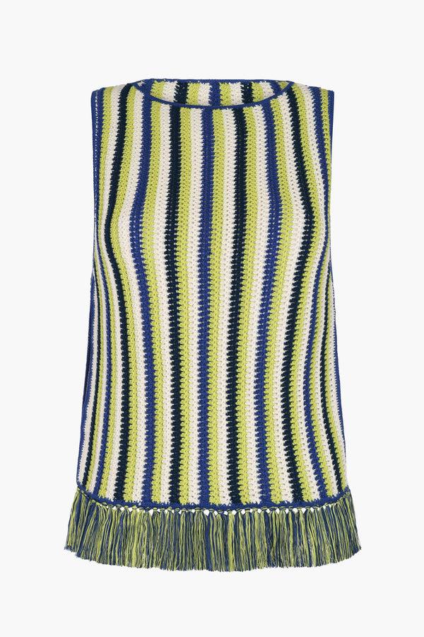 escvdo MISTI SLEEVELESS TOP | LIME GREEN - ELECTRIC BLUE