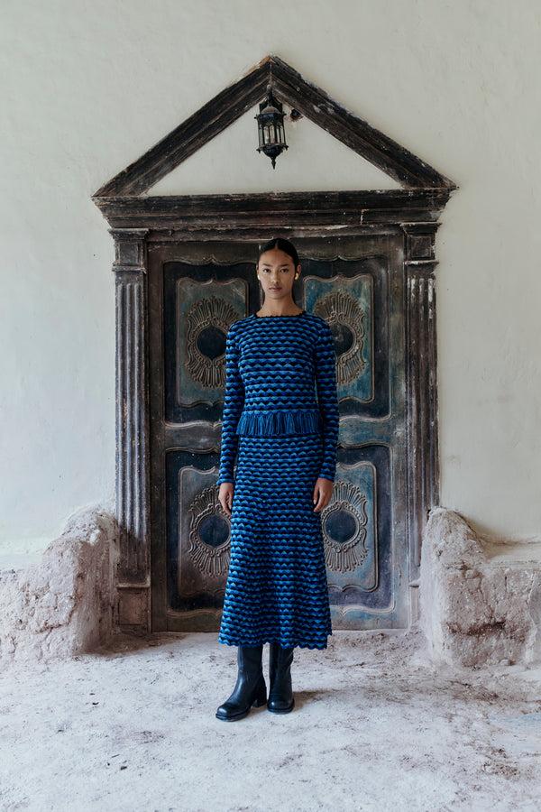 Escvdo PROFUNDO LONG SLEEVE TOP | BLUES - BLACK | PRE ORDER