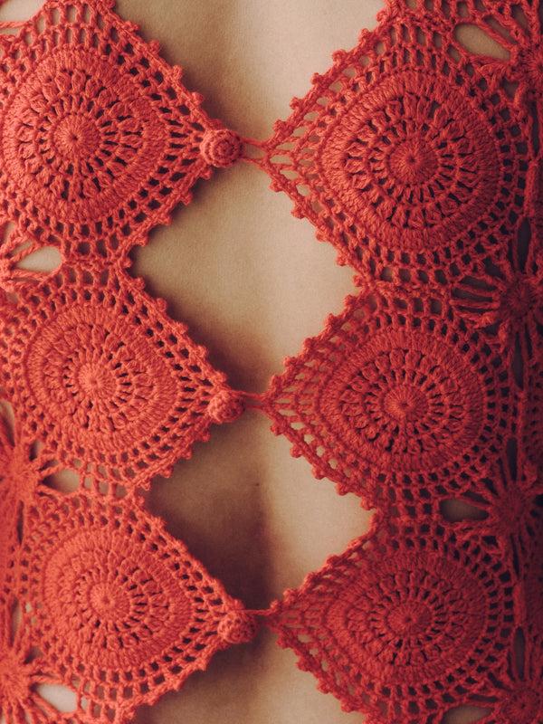 Escvdo SIULA CROCHET MAXI DRESS | TANGERINE | PRE-ORDER