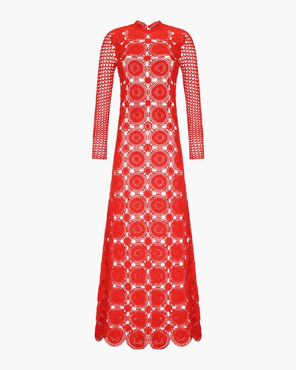 escvdo SIULA CROCHET MAXI DRESS | TANGERINE | PRE-ORDER