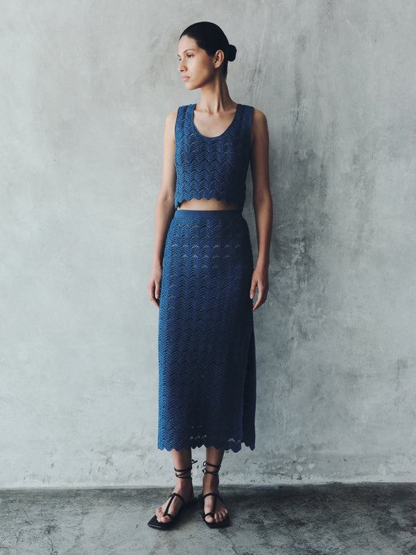 Escvdo TUMI CROCHET MIDI SKIRT | ELECTRIC BLUE | PRE-ORDER