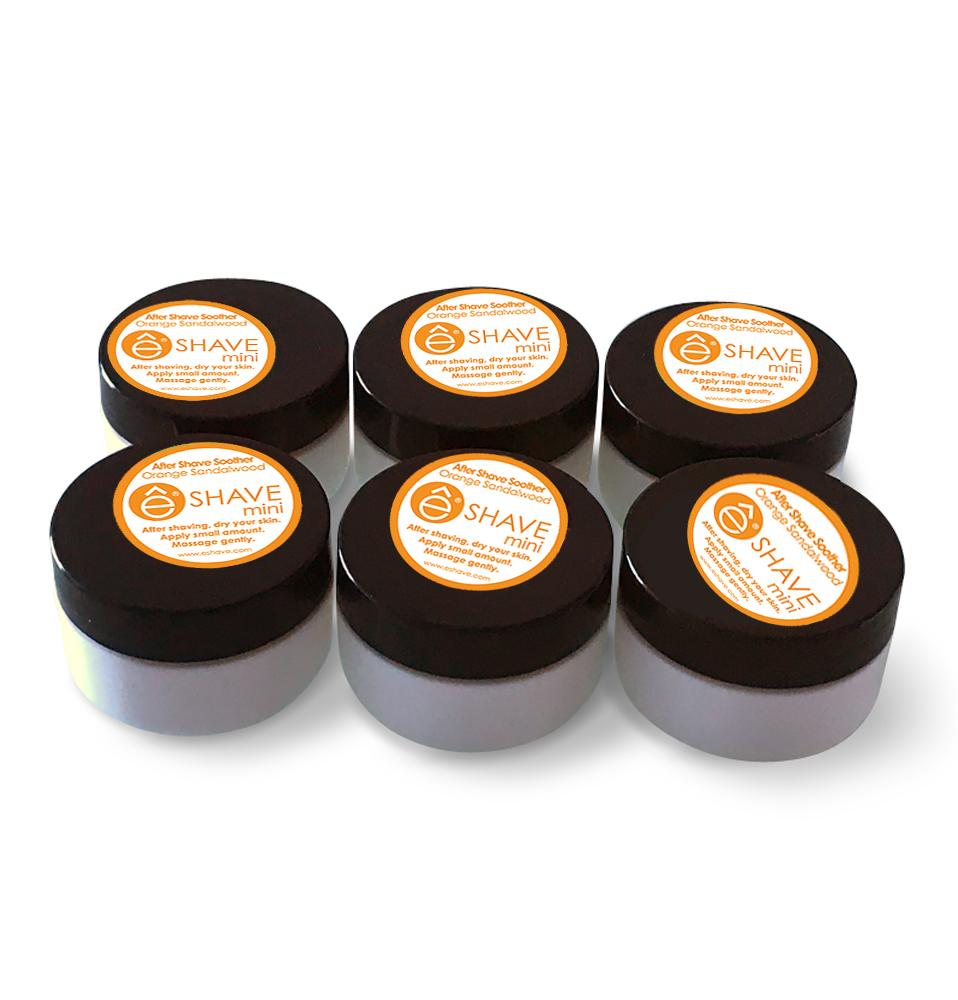 eshave After Shave Soother Orange Sandalwood Bundle – Travel Size 6 jars of 0.5 oz