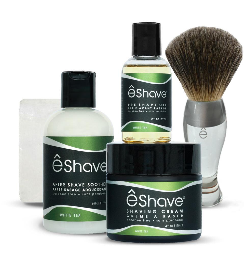 eshave Basic Shaving Solution White Tea With Clear Shaving Brush