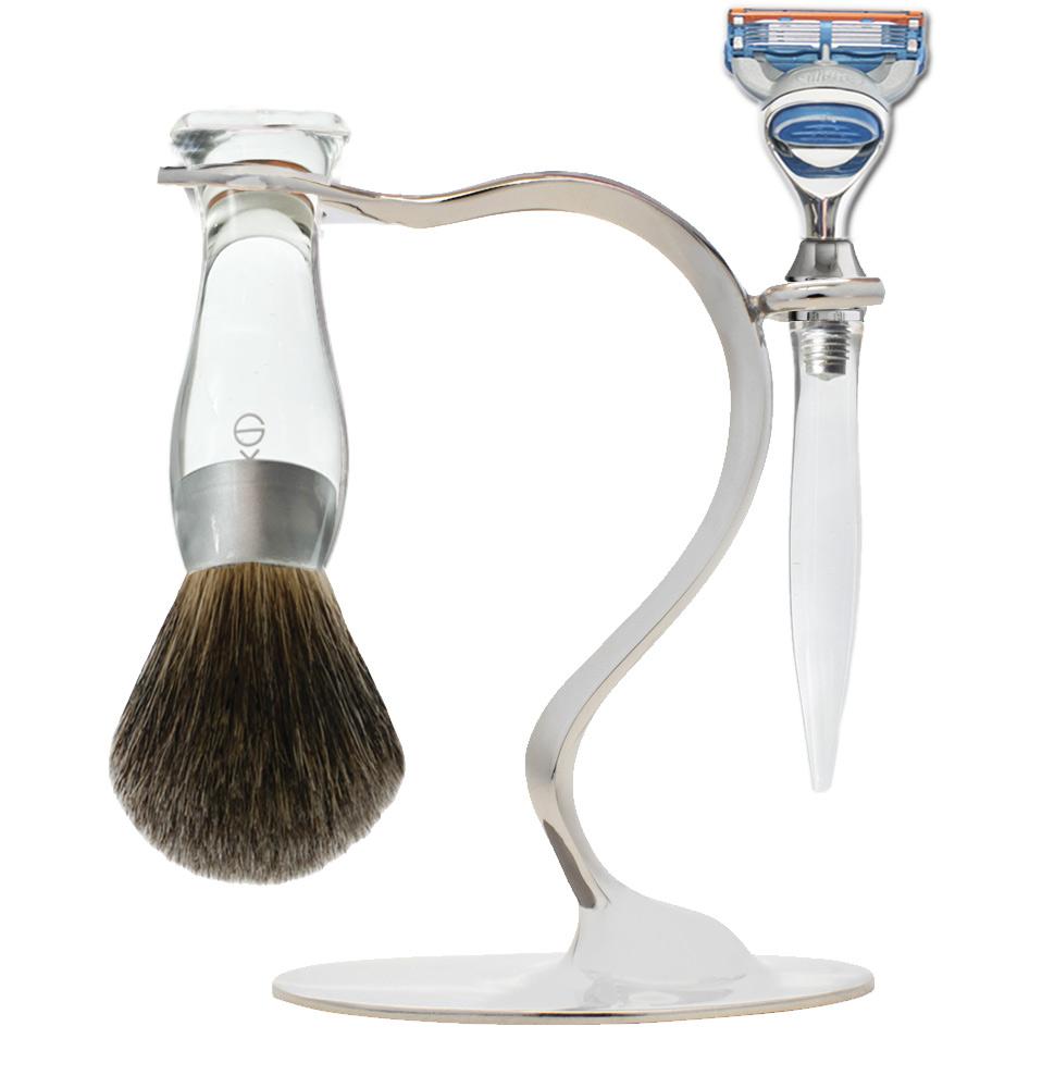 eshave S Stand Shaving Set Fine Badger Brush/ 5 Blades Clear (for Fusion)