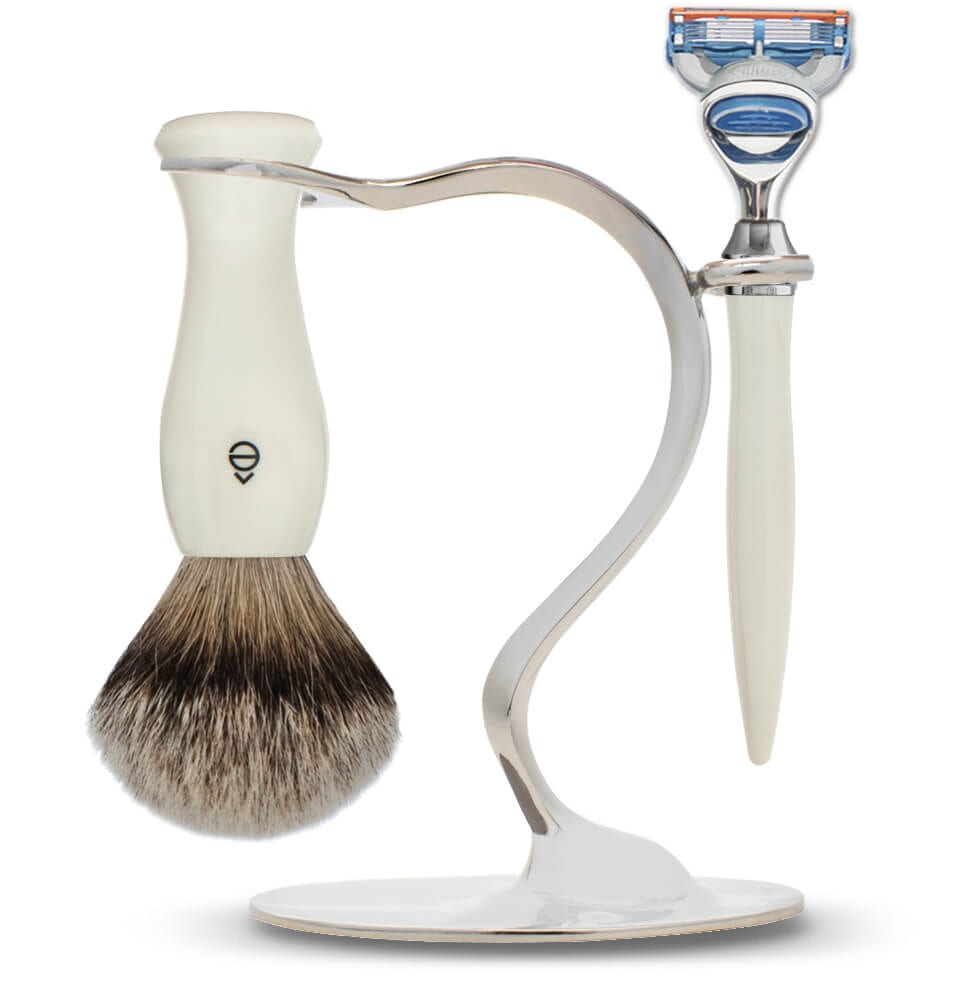 eshave S Stand Shaving Set with Silvertip Shaving Brush