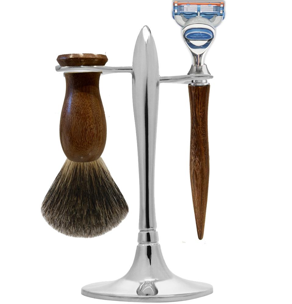 eshave T Stand Shaving Set Brown Wood Handle One of the Kind Collection (Reg $215)
