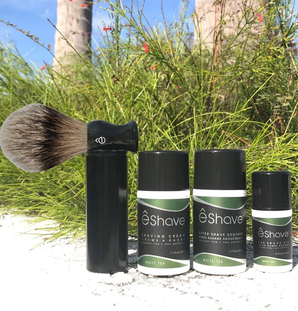 Eshave Travel Shaving Kit White Tea With Travel Brush