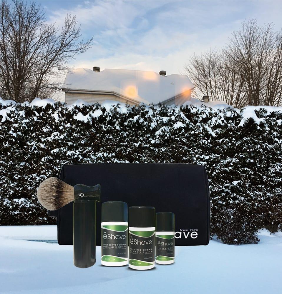 Eshave Travel Shaving Kit White Tea With Travel Brush