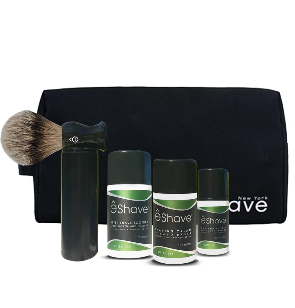 eshave Travel Shaving Kit White Tea With Travel Brush eshave Travel Shaving Kit White Tea With Travel Brush