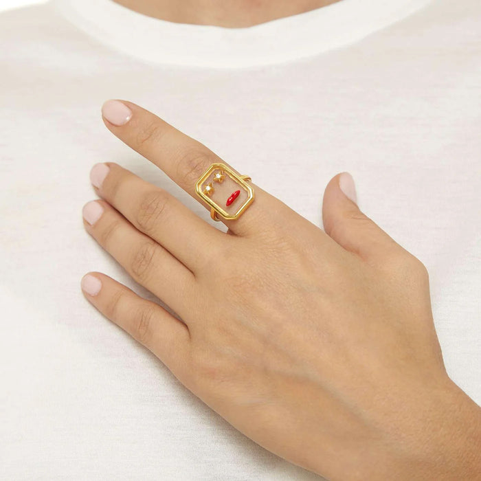 Eshvi Clear Lip Ring With Crystal Stars