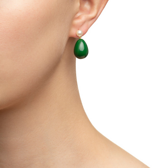 Eshvi Green Mini Drop Earrings
