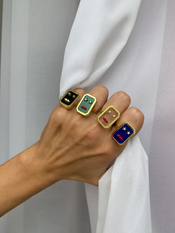 Eshvi Lapis Lip Ring With Crystal Stars