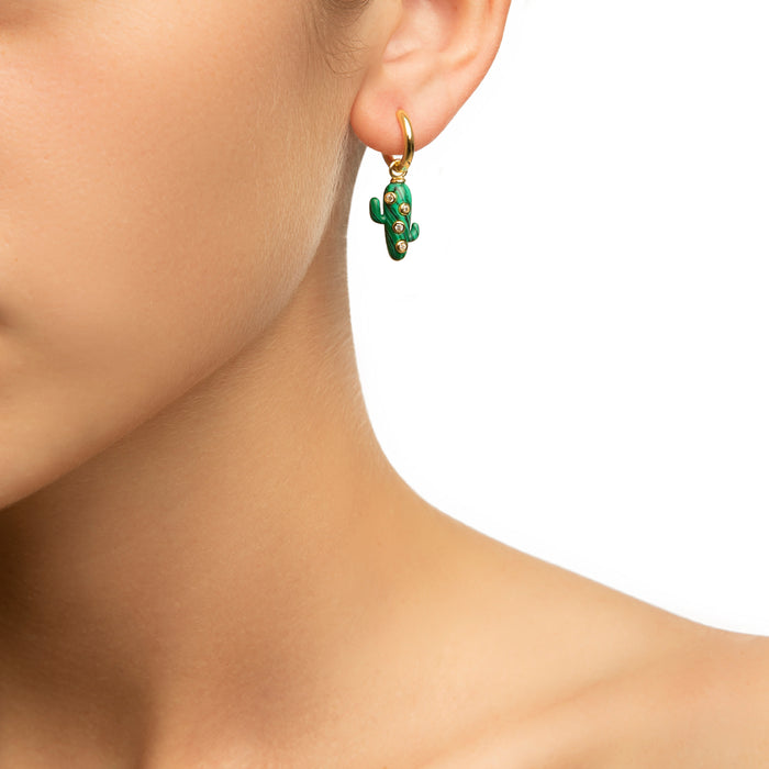 Eshvi Large Malachite Cactus Earrings