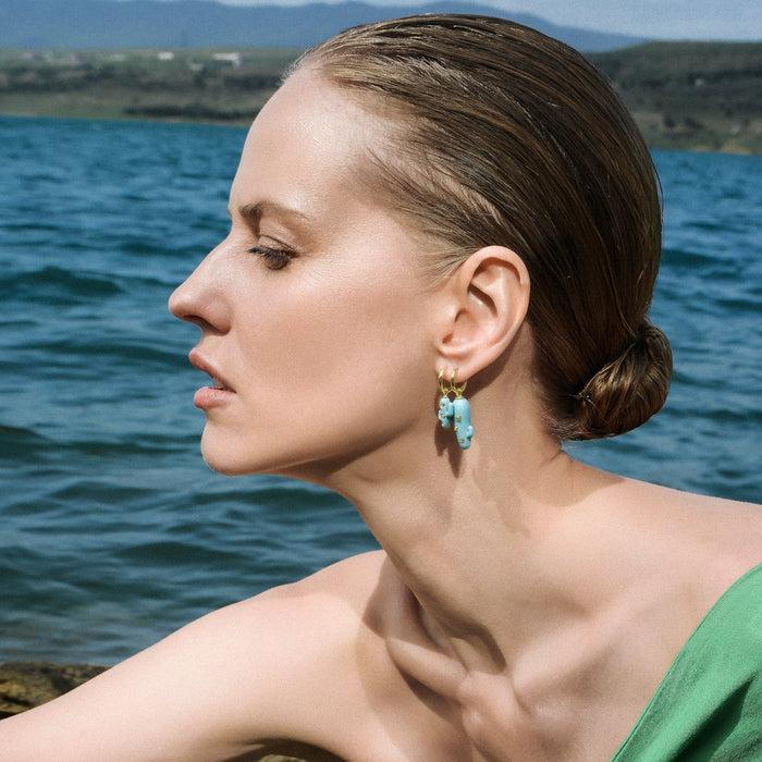 Eshvi Large Turquoise Cactus Earrings