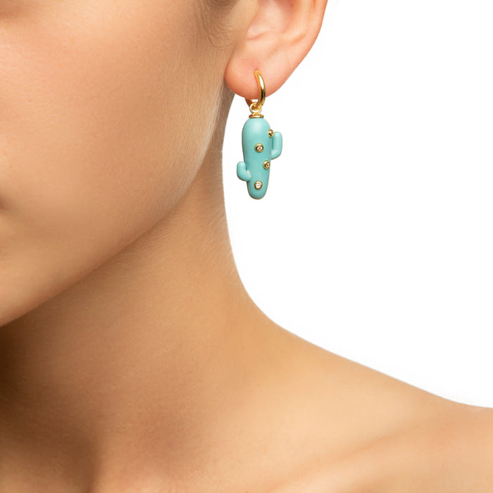 Eshvi Large Turquoise Cactus Earrings