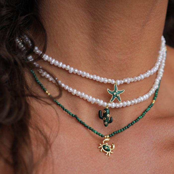 Eshvi Malachite Cactus Necklace