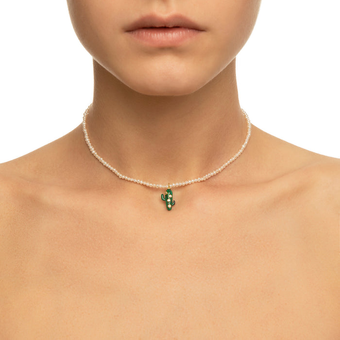Eshvi Malachite Cactus Necklace