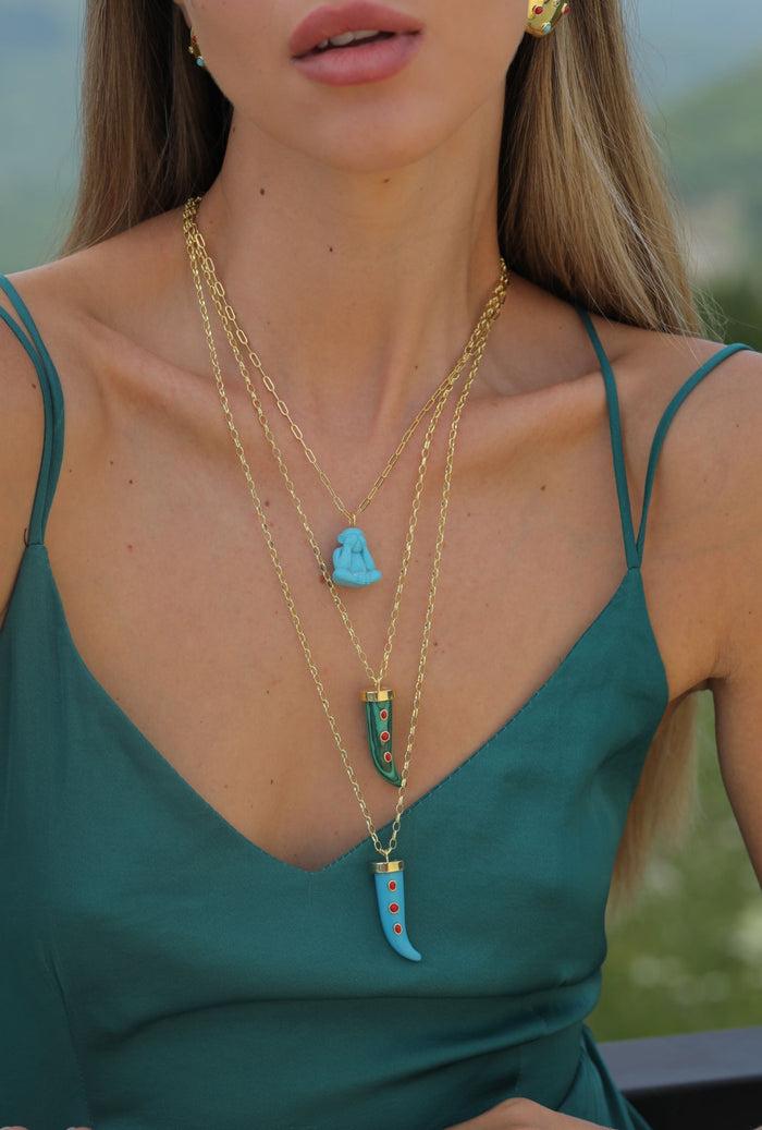 Eshvi Malachite Fang Necklace