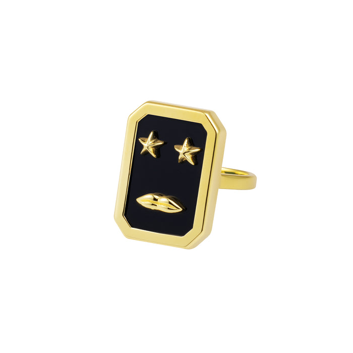 eshvi Onyx Lips Ring