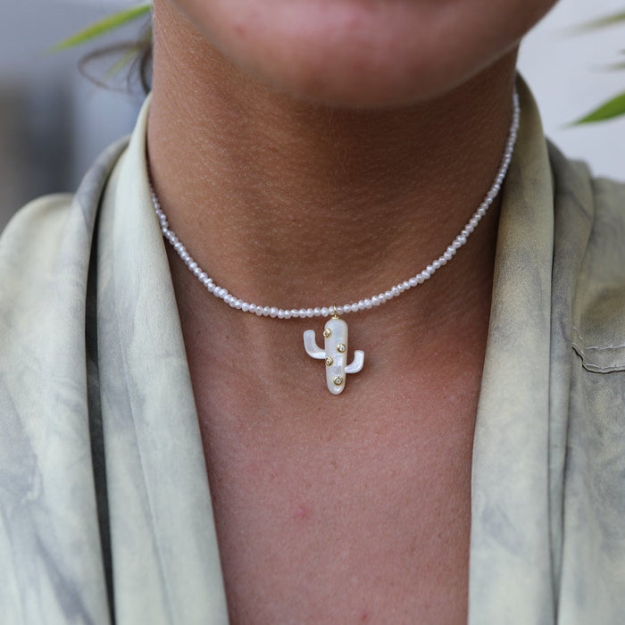 Eshvi Pearl Cactus Necklace