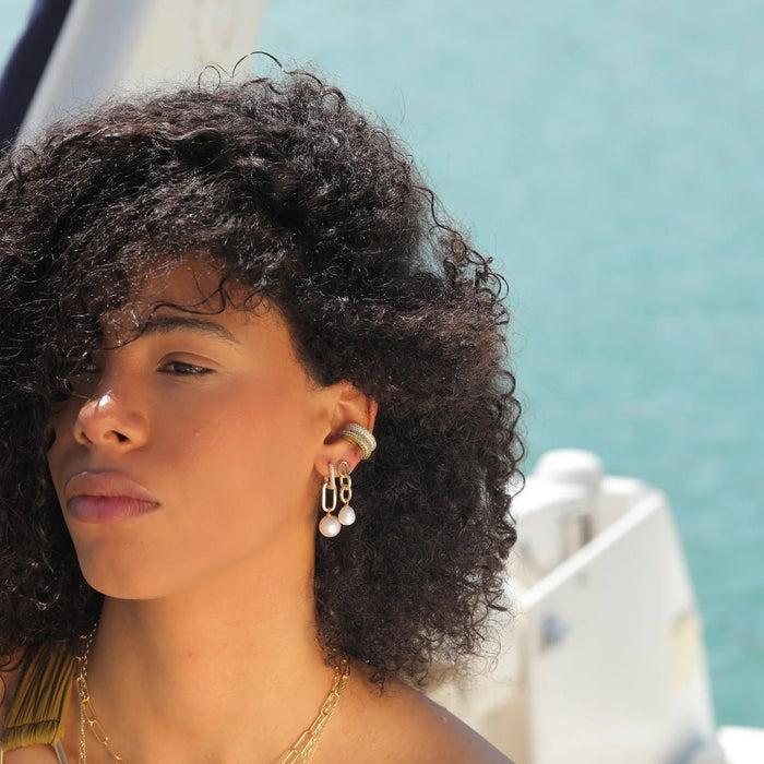 Eshvi Pearl Chain Earrings